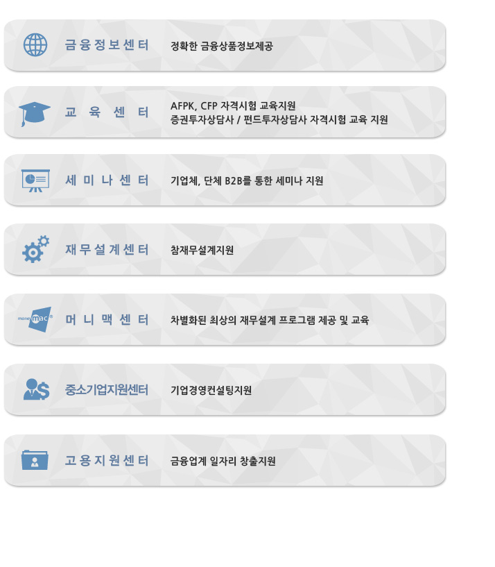 한국재무설계협회 주요기능